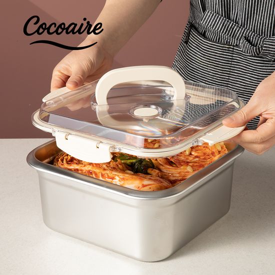 [코코에르] 스텐 핸들형 보관용기 정사각 1.8L/4L