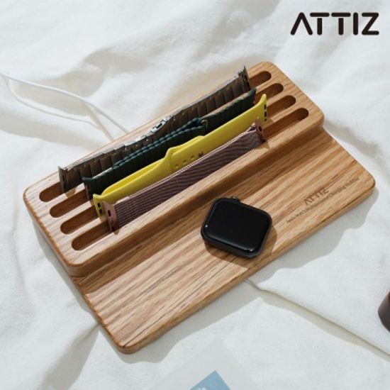 아띠즈 애플워치 충전 우드 거치대 스트랩 보관 홀더