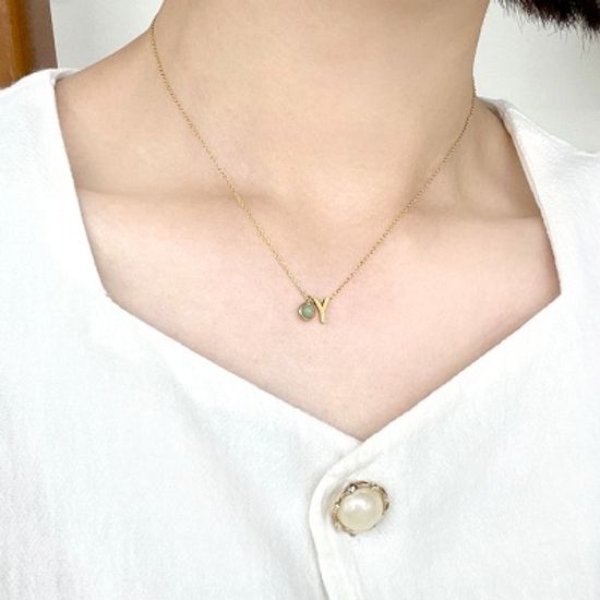 [선물포장] 이니셜 천연원석 탄생석 목걸이