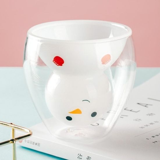 크리스마스 눈사람 홈카페 이중 내열 유리컵 250ml