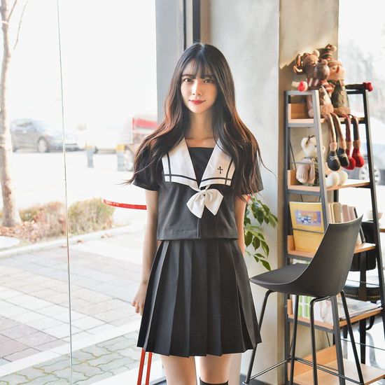 교복몰 세인트 블랙 세라복 세트 (반팔)(WC8A5A5)