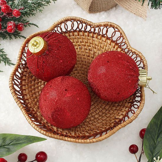 [도토로]블링 글리터 장식볼 3p(8cm) (샤인레드)