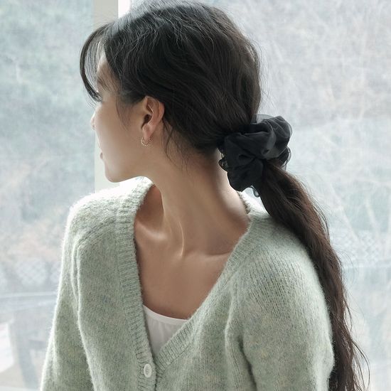 [자체제작/3개세트] 이중 새틴 쉬폰 빅 스크런치