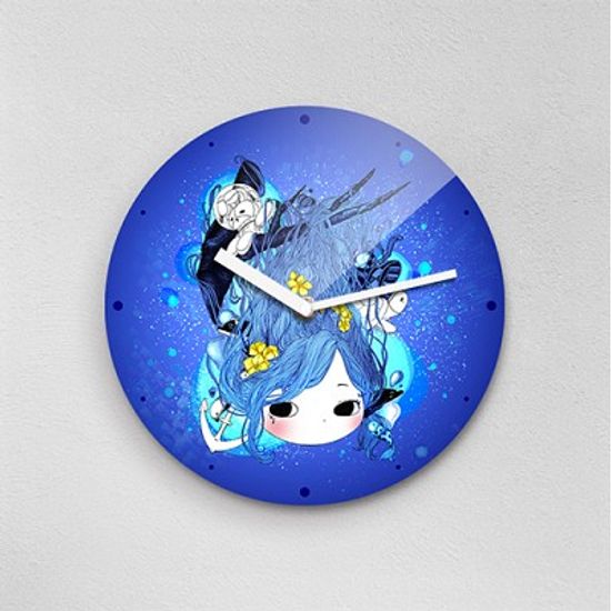 하야작가 인어공주토끼거북이 무소음아크릴벽시계 (56289)