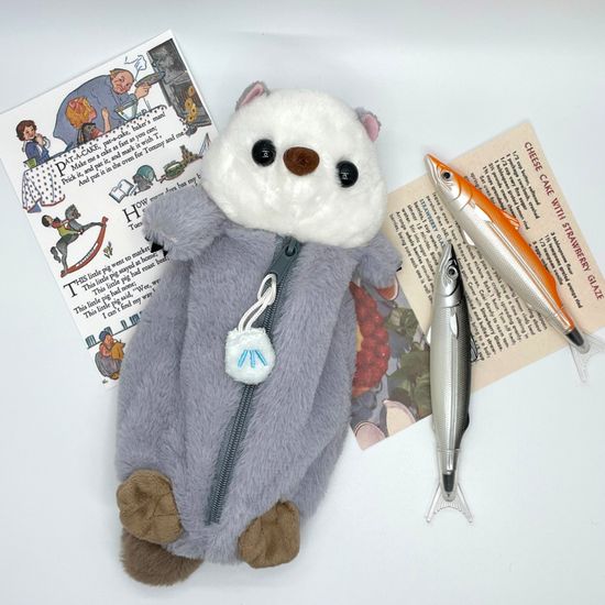 귀여운 수달 해달 필통 동물 봉제 인형 천 펜 케이스