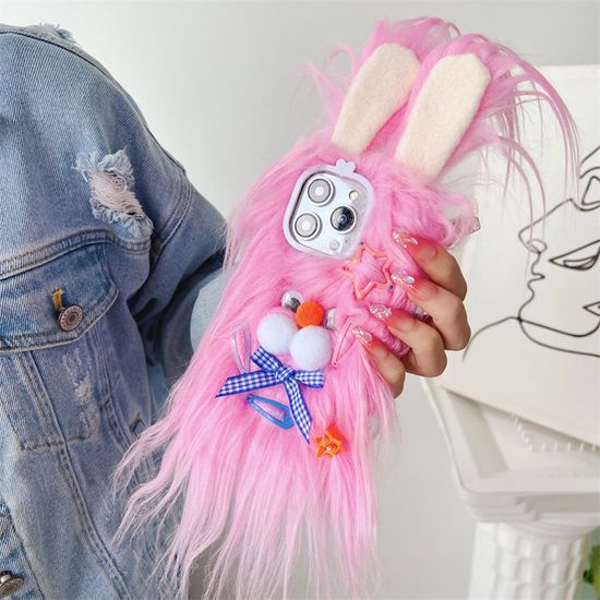 아이폰 17 16 15 14 13 토끼 털 인형 꾸미기 케이스