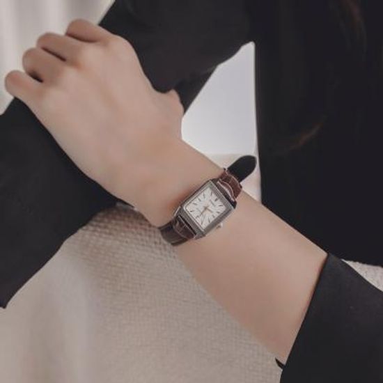제이로렌 W0022 카시오 브라운가죽 빈티지 사각시계
