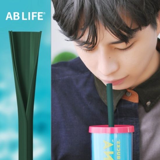 세척솔이 필요없는 재사용 개방형 실리콘빨대 초록색