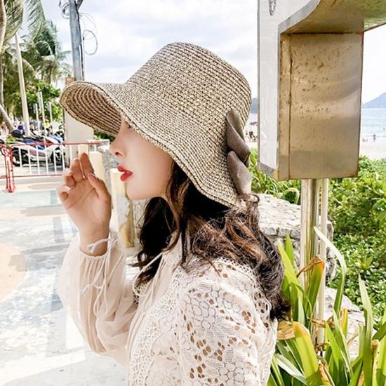 절개 리본 왕골모자 밀짚모자 여름모자