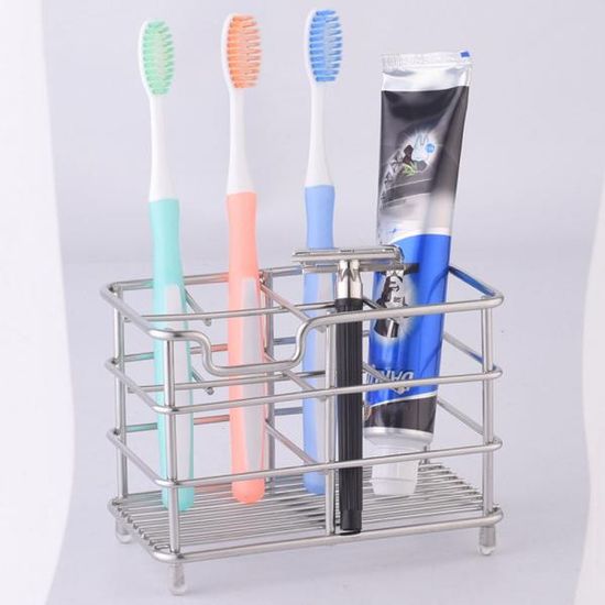 15CM 무타공 칫솔 거치대 4칸 부착식 욕실 선반 N576