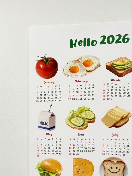 2026 신선한 샐러드 빵 달력