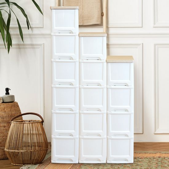 어반 우드상판 슬림 서랍장 6단 틈새 수납장 정리함