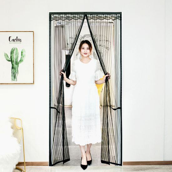 아트도어 스트라이프 문 모기장(90x210cm) (블랙)
