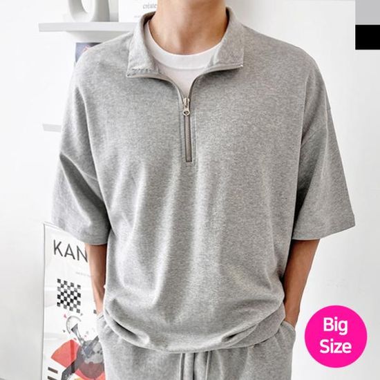 TTA 2023 남자빅사이즈반집업반팔맨투맨