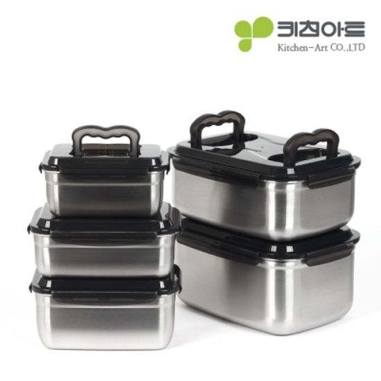 키친아트 스텐 김치통 세트 (S,1,2,3,4호)+채칼믹싱볼