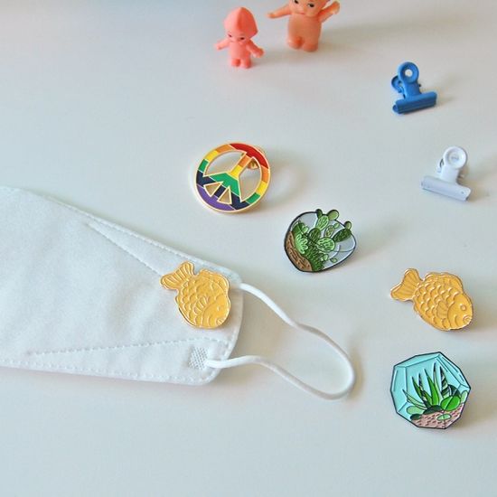 해바라기 피스 붕어빵 포인트 금속 뱃지(10종)