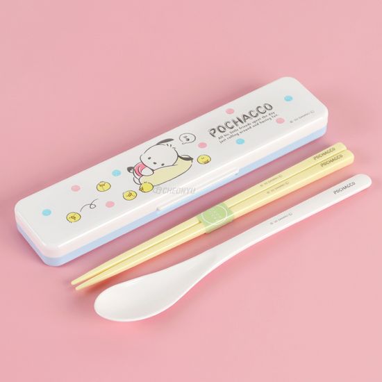[산리오] 포차코 소음방지 수저 콤비 세트 18cm