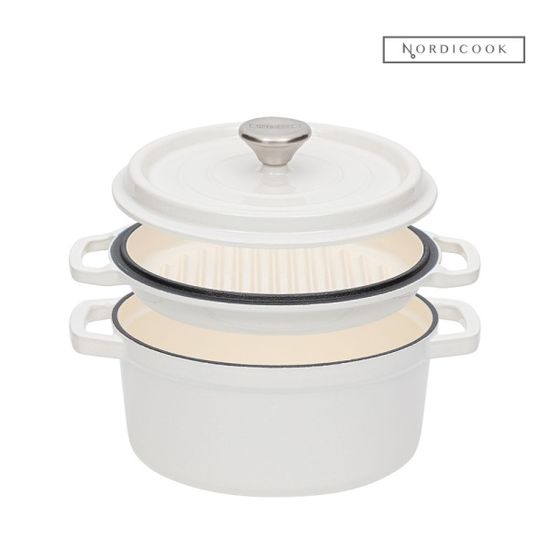 [노르디쿡] 꼬꼬떼 스완 더치오븐 무쇠냄비 화이트