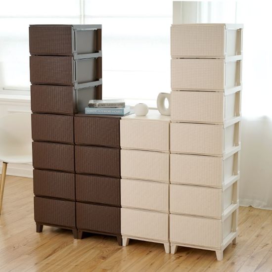 가든 라탄 서랍장 일반형 7단 플라스틱 수납장