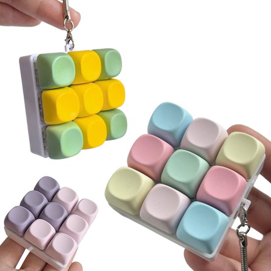 파스텔 9key 피젯 키보드 버튼 블럭 키캡 토이 키링