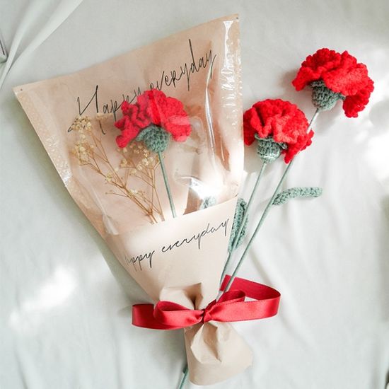 니트 카네이션 꽃다발(용돈봉투) 