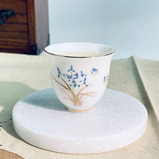 백자 자스민 오목 도자기 찻잔 다기잔 30ml(WB6286C)