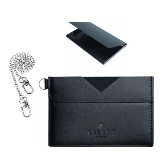익스큐브 V1 카드지갑 명함케이스 고급체인세트 블랙
