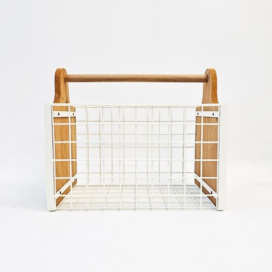 무빙라이프 잡지꽂이 손잡이 바스켓 화이트
