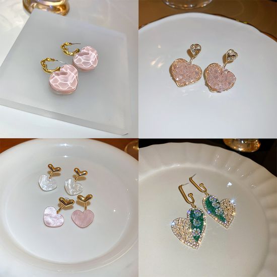 큐티 하트 큐빅 볼드 링 귀걸이 이어링 패션 귀고리