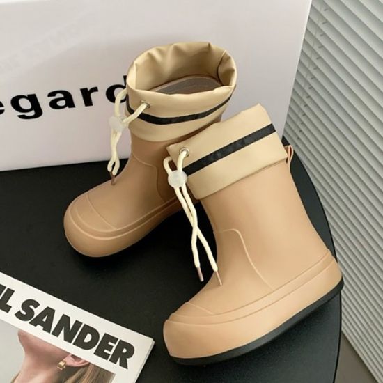 밴딩 매듭 여성 장화 레인부츠 앵클 미들 워커 장마 