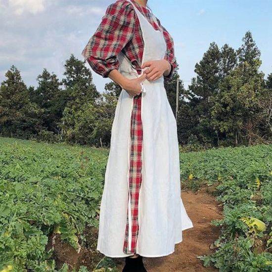 옆트임 린넨 원피스형 플로리스트 카페 앞치마