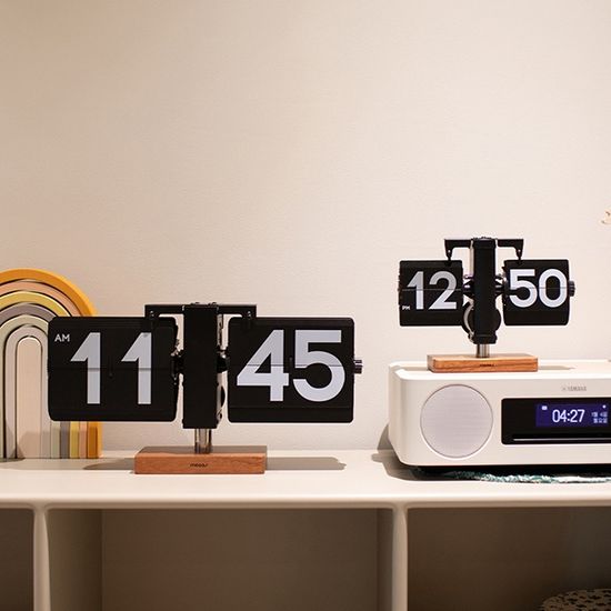 무아스 클래식 모던우드 플립 탁상시계 미니/빅