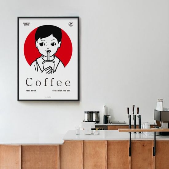 엔조이 커피 M 디자인 포스터 카페