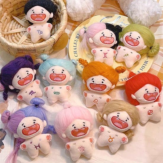 큐티 10cm 별자리 애착 인형 키링 인형옷 머리 꾸미기