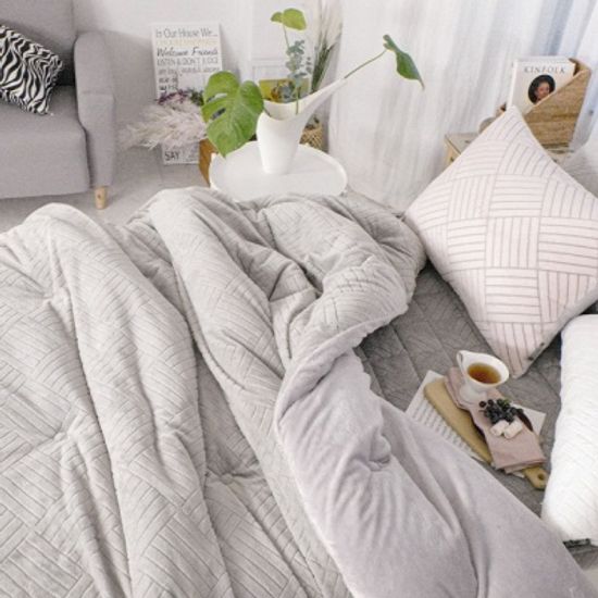 모크 극세사 겨울 차렵이불 침구세트 모노 - 2컬러