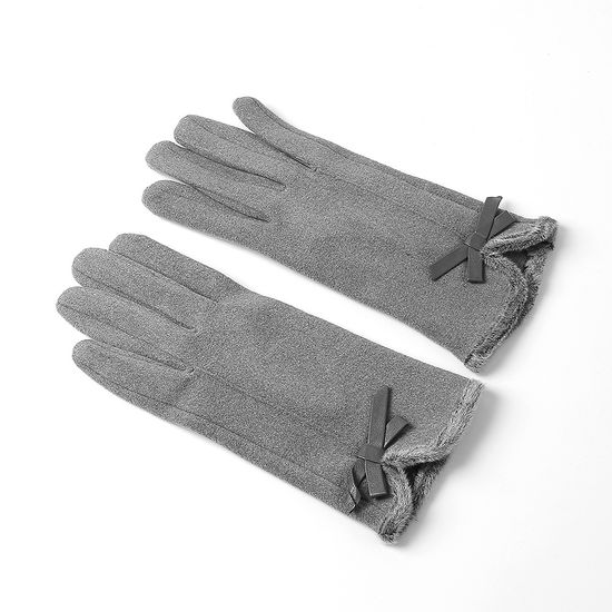 체리쉬 리본 터치 장갑 그레이 스마트 여자 보온장갑