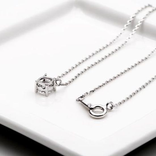 [애슬릿]전체 실버 데일리 심플 큐빅 목걸이_핑크