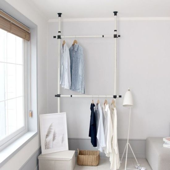 모노 기둥식 25파이 행거 2단(블랙/화이트/함마톤)