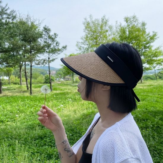 라탄 자외선 썬캡 모자 햇빛 가리개 챙 넓은 여름