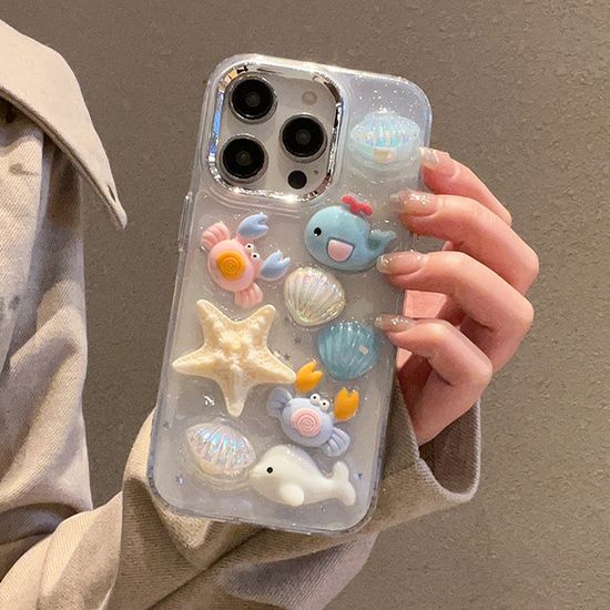 아이폰 귀여운 에폭시 입체 파츠 데코덴 투명 케이스