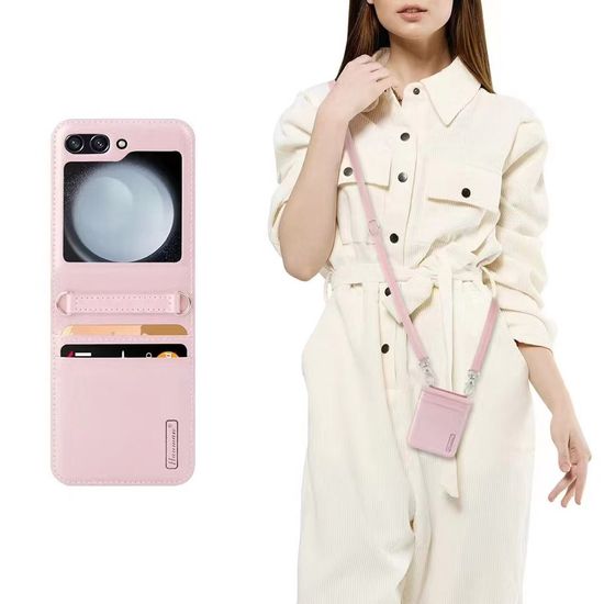 갤럭시 z플립 6 5 4 3 가죽 카드 포켓 스트랩 케이스