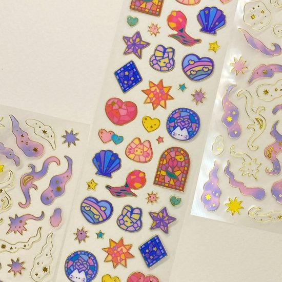 투명금테 스테인드 글라스 칼선 스티커