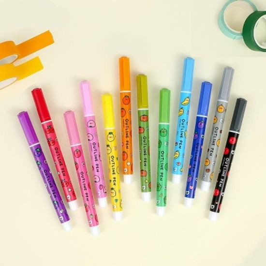 핑크풋 당근친구들테두리펜(12본)