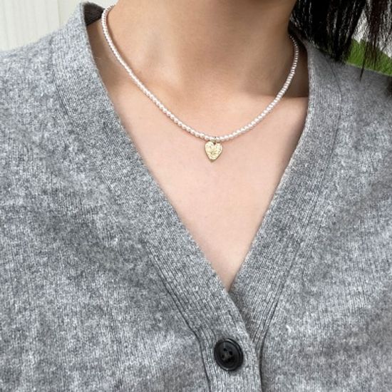 [선물포장] 하트 탄생석 진주 목걸이