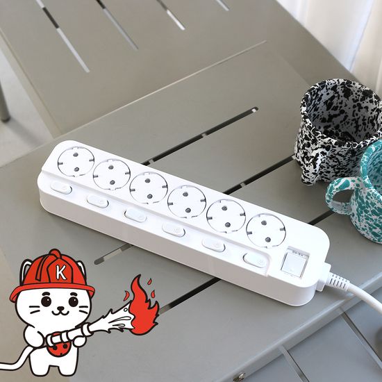 국산 자동소화 시소탭 먼지 차단 개별 멀티탭 6구