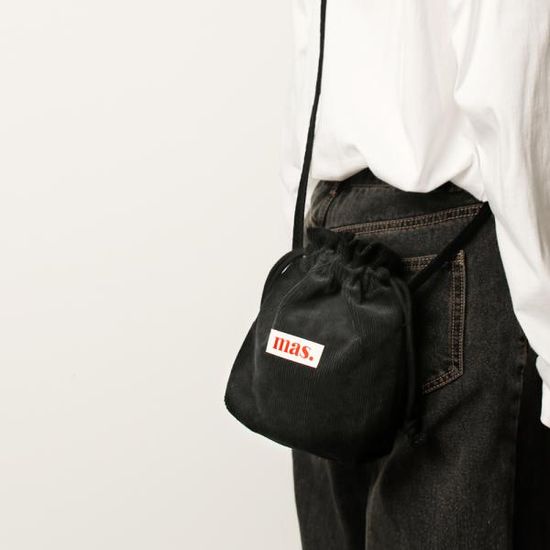 String cross bag_Corduroy Black Navy