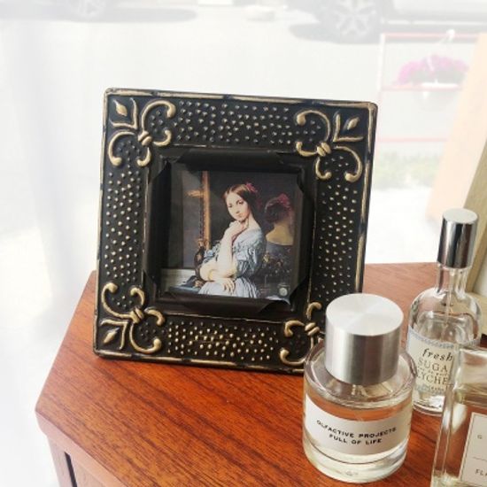 엔틱 철제 사각 프레임 액자 브라운