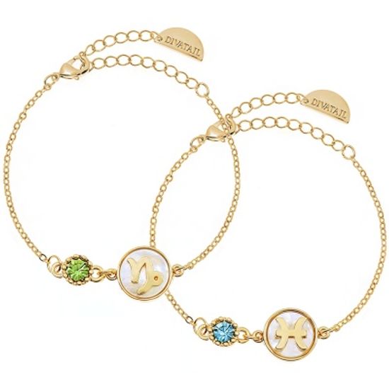 [선물포장]천연자개 탄생석 별자리 체인 팔찌