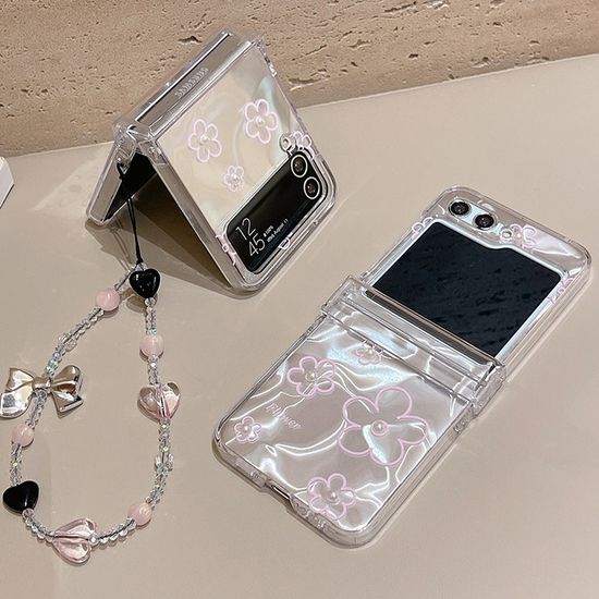 갤럭시 z플립 6 5 4 3 진주 꽃 바다 투명 힌지 케이스
