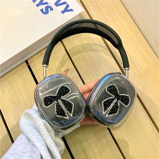 에어팟 맥스 큐빅 리본 하트 실리콘 이어캡 케이스